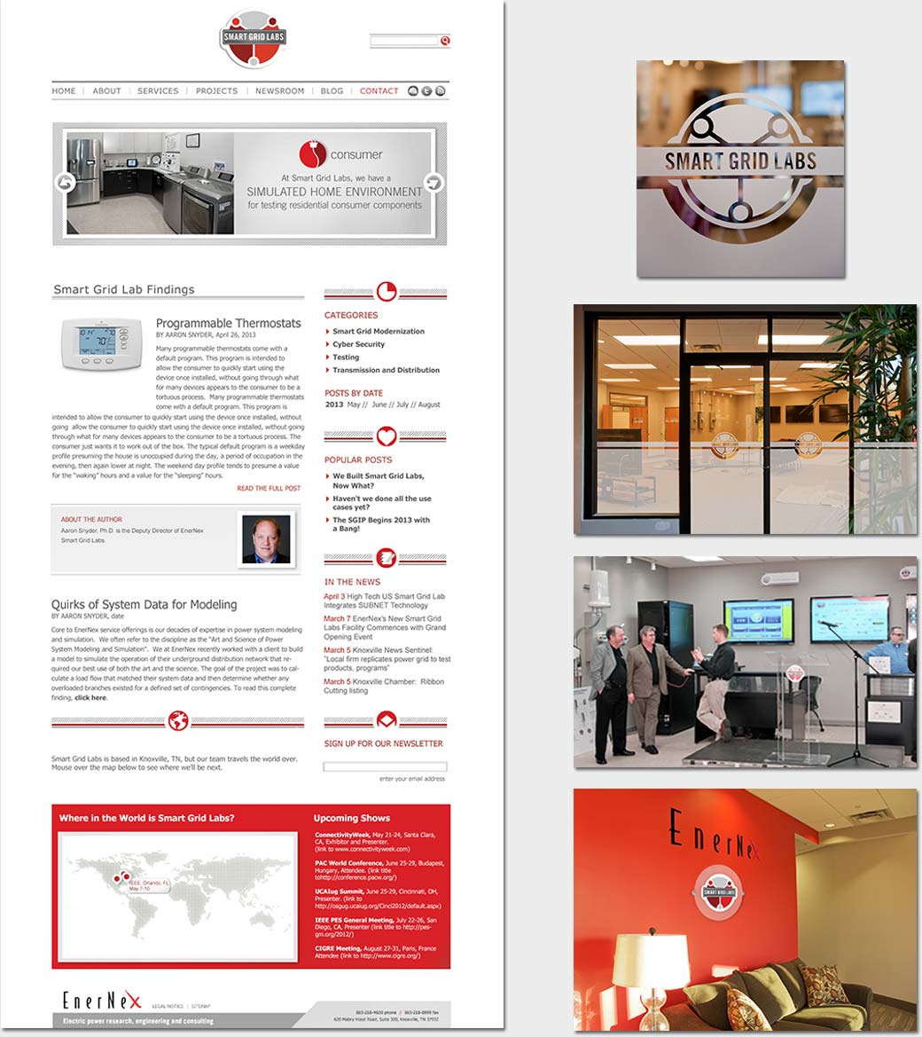 Smart Grid Lab's site, window graphics, and architectural signage